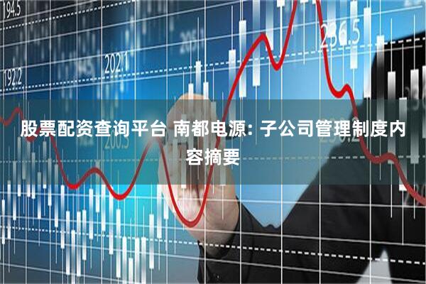 股票配资查询平台 南都电源: 子公司管理制度内容摘要